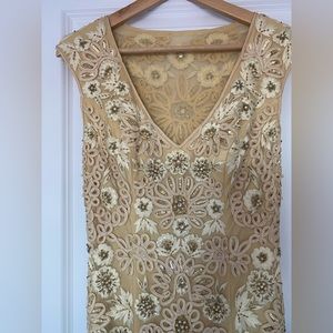 Yellow Gold Sequin Sue Wong Women’s Evening Gown Size 2